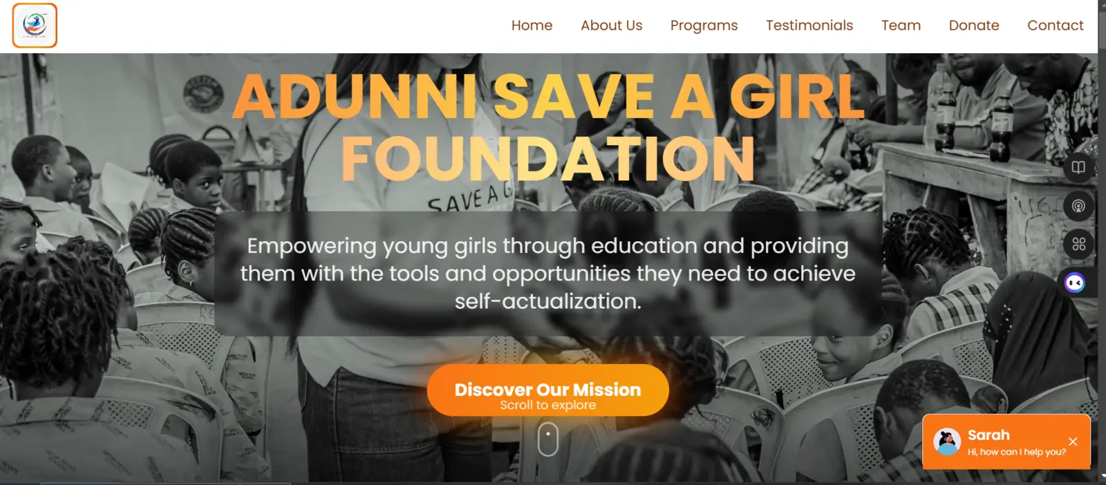 Adunni Save a Girl Child Foundation website preview