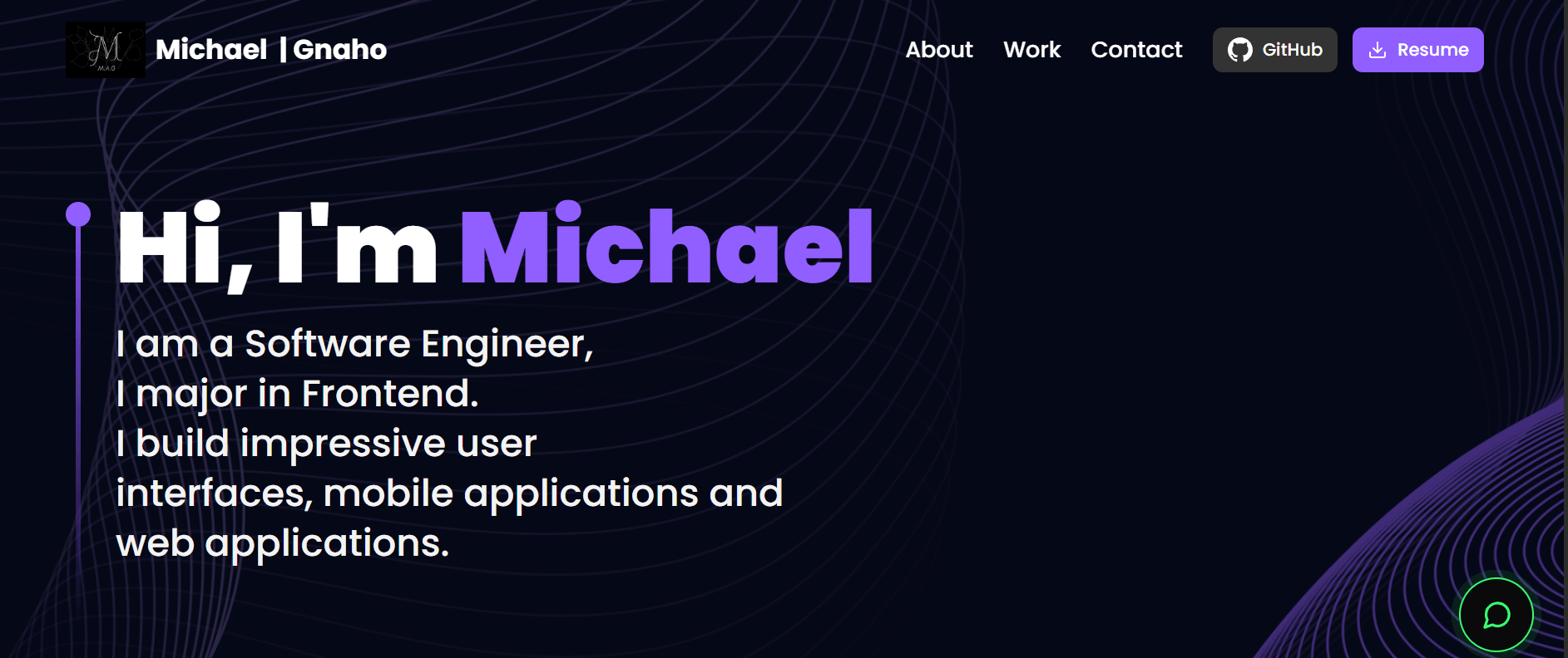 Michael Gnaho Portfolio website preview